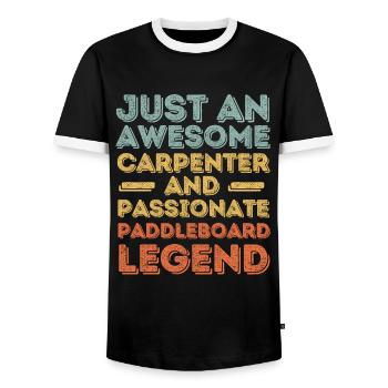 Zimmermann Paddleboard retro - Männer Kontrast-T-Shirt - Schwarz/Weiß - Vorne - AI Model Female 172 light (172cm) & AI Model Male 178 light (178cm)