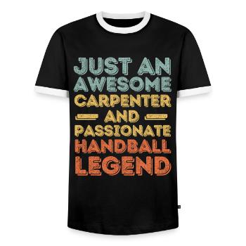 Zimmermann Handball retro - Men's Ringer Shirt - black/white - Front - AI Model Female 172 light (172cm) & AI Model Male 178 light (178cm)