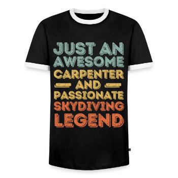 Zimmermann skydiving retro - Men's Ringer Shirt - black/white - Front - AI Model Female 172 light (172cm) & AI Model Male 178 light (178cm)