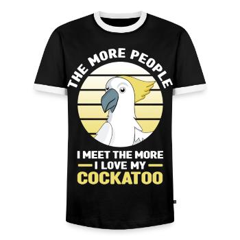 Cockatoo - Men's Ringer Shirt - black/white - Front - AI Model Female 172 light (172cm) & AI Model Male 178 light (178cm)
