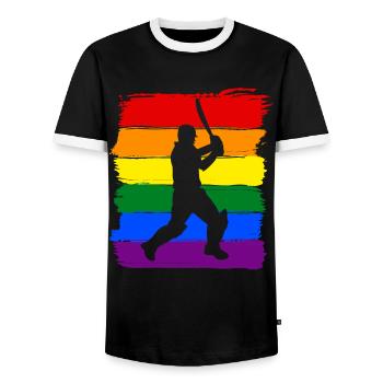Fierté LGBT de cricket - T-shirt contrasté Homme - noir/blanc - Devant - AI Model Female 172 light (172cm) & AI Model Male 178 light (178cm)