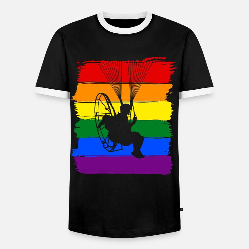 Paramotoring LGBTQ Pride - Men's Ringer Shirt - black/white