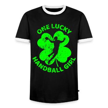 Handball Trèfle de la Saint-Patrick - T-shirt contrasté Homme - noir/blanc - Devant - AI Model Female 172 light (172cm) & AI Model Male 178 light (178cm)