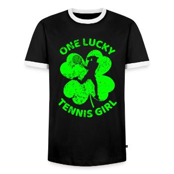 Tennis St. Patrick’s day shamrock - T-shirt contrasté Homme - noir/blanc - Devant - AI Model Female 172 light (172cm) & AI Model Male 178 light (178cm)