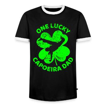 Trèfle de la Saint-Patrick de la Capoeira - T-shirt contrasté Homme - noir/blanc - Devant - AI Model Female 172 light (172cm) & AI Model Male 178 light (178cm)