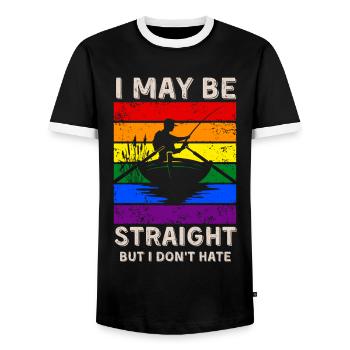 Fishing LGBT Rights - Men's Ringer Shirt - black/white - Front - AI Model Female 172 light (172cm) & AI Model Male 178 light (178cm)