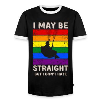 Droits LGBT en parapente - T-shirt contrasté Homme - noir/blanc - Devant - AI Model Female 172 light (172cm) & AI Model Male 178 light (178cm)