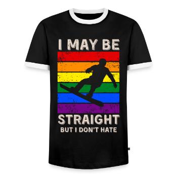 Snowboard Droits LGBT - T-shirt contrasté Homme - noir/blanc - Devant - AI Model Female 172 light (172cm) & AI Model Male 178 light (178cm)