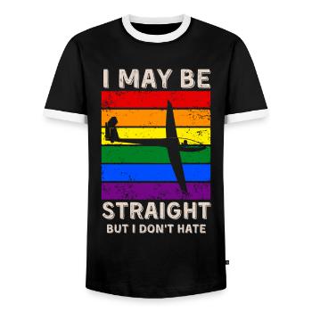 Gliding LGBT Rights - Men's Ringer Shirt - black/white - Front - AI Model Female 172 light (172cm) & AI Model Male 178 light (178cm)