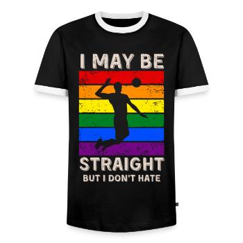 Volleyball Droits LGBT - T-shirt contrasté Homme - noir/blanc - Devant - AI Model Female 172 light (172cm) & AI Model Male 178 light (178cm)