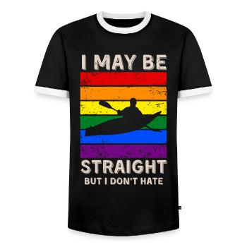 Canoeing LGBT Rights - Men's Ringer Shirt - black/white - Front - AI Model Female 172 light (172cm) & AI Model Male 178 light (178cm)