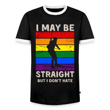 Biathlon LGBT Rights - Men's Ringer Shirt - black/white - Front - AI Model Female 172 light (172cm) & AI Model Male 178 light (178cm)