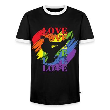 Frauen Taekwondo LGBT Pride - Männer Kontrast-T-Shirt - Schwarz/Weiß - Vorne - AI Model Female 172 light (172cm) & AI Model Male 178 light (178cm)