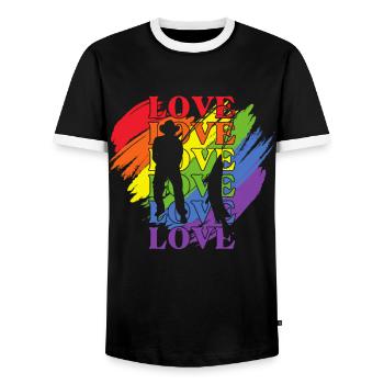 Pêche LGBT Pride - T-shirt contrasté Homme - noir/blanc - Devant - AI Model Female 172 light (172cm) & AI Model Male 178 light (178cm)