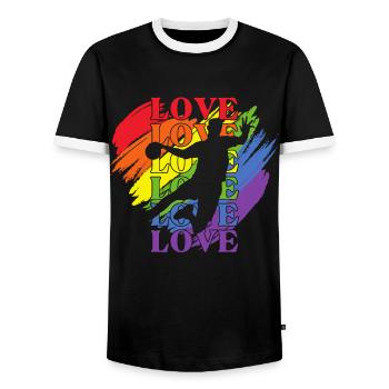 Handball LGBT Pride - T-shirt contrasté Homme - noir/blanc - Devant - AI Model Female 172 light (172cm) & AI Model Male 178 light (178cm)