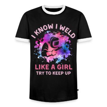 Femmes soudeuses - T-shirt contrasté Homme - noir/blanc - Devant - AI Model Female 172 light (172cm) & AI Model Male 178 light (178cm)