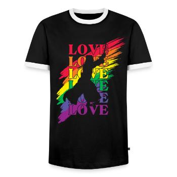 Kendo LGBT Pride - T-shirt contrasté Homme - noir/blanc - Devant - AI Model Female 172 light (172cm) & AI Model Male 178 light (178cm)