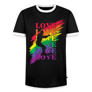 Wakeboard LGBT Pride - T-shirt contrasté Homme - noir/blanc - Devant - AI Model Female 172 light (172cm) & AI Model Male 178 light (178cm)