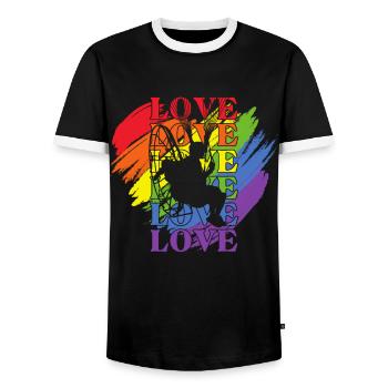Paramoteur LGBT Pride - T-shirt contrasté Homme - noir/blanc - Devant - AI Model Female 172 light (172cm) & AI Model Male 178 light (178cm)