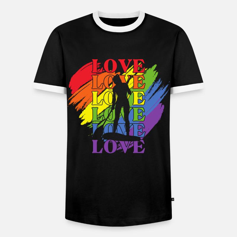 Paddleboard LGBT Pride - Männer Kontrast-T-Shirt - Schwarz/Weiß