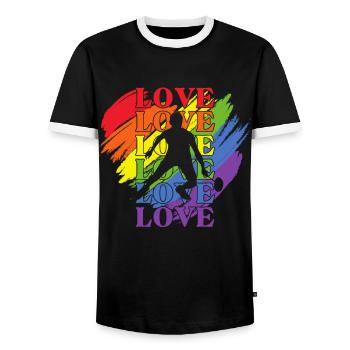 Badminton LGBT Pride - T-shirt contrasté Homme - noir/blanc - Devant - AI Model Female 172 light (172cm) & AI Model Male 178 light (178cm)