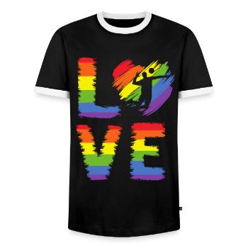 Volleyball LGBT Pride - T-shirt contrasté Homme - noir/blanc - Devant - AI Model Female 172 light (172cm) & AI Model Male 178 light (178cm)