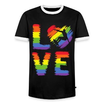 Surfen LGBT Pride - Männer Kontrast-T-Shirt - Schwarz/Weiß - Vorne - AI Model Female 172 light (172cm) & AI Model Male 178 light (178cm)