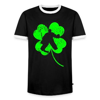 Hockey sur glace Trèfle de la Saint-Patrick - T-shirt contrasté Homme - noir/blanc - Devant - AI Model Female 172 light (172cm) & AI Model Male 178 light (178cm)