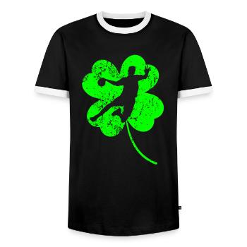 Handball Trèfle de la Saint-Patrick - T-shirt contrasté Homme - noir/blanc - Devant - AI Model Female 172 light (172cm) & AI Model Male 178 light (178cm)