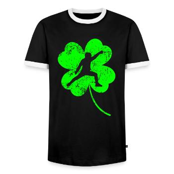 Escrime trèfle de la Saint-Patrick - T-shirt contrasté Homme - noir/blanc - Devant - AI Model Female 172 light (172cm) & AI Model Male 178 light (178cm)