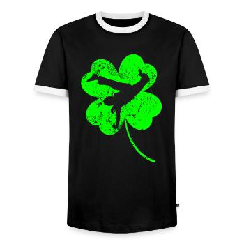 Trèfle de la Saint-Patrick de la Capoeira - T-shirt contrasté Homme - noir/blanc - Devant - AI Model Female 172 light (172cm) & AI Model Male 178 light (178cm)