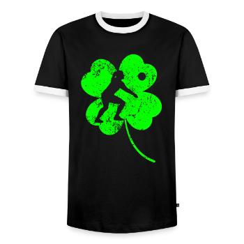 Volley-ball Trèfle de la Saint-Patrick - T-shirt contrasté Homme - noir/blanc - Devant - AI Model Female 172 light (172cm) & AI Model Male 178 light (178cm)
