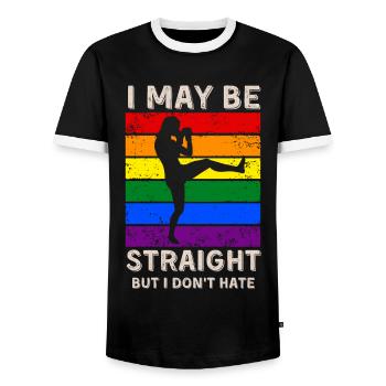 Kickboxing Droits LGBT - T-shirt contrasté Homme - noir/blanc - Devant - AI Model Female 172 light (172cm) & AI Model Male 178 light (178cm)