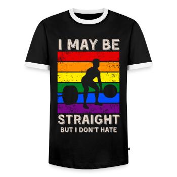 Haltérophilie Droits LGBT - T-shirt contrasté Homme - noir/blanc - Devant - AI Model Female 172 light (172cm) & AI Model Male 178 light (178cm)