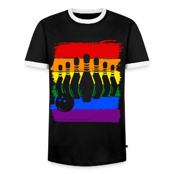 Bowling LGBT Pride - Männer Kontrast-T-Shirt - Schwarz/Weiß - Vorne - AI Model Female 172 light (172cm) & AI Model Male 178 light (178cm)