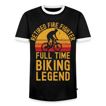 Légende du vélo pompier à la retraite - T-shirt contrasté Homme - noir/blanc - Devant - AI Model Female 172 light (172cm) & AI Model Male 178 light (178cm)