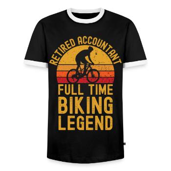 Pensionierte Buchhalter-Bike-Legende - Männer Kontrast-T-Shirt - Schwarz/Weiß - Vorne - AI Model Female 172 light (172cm) & AI Model Male 178 light (178cm)