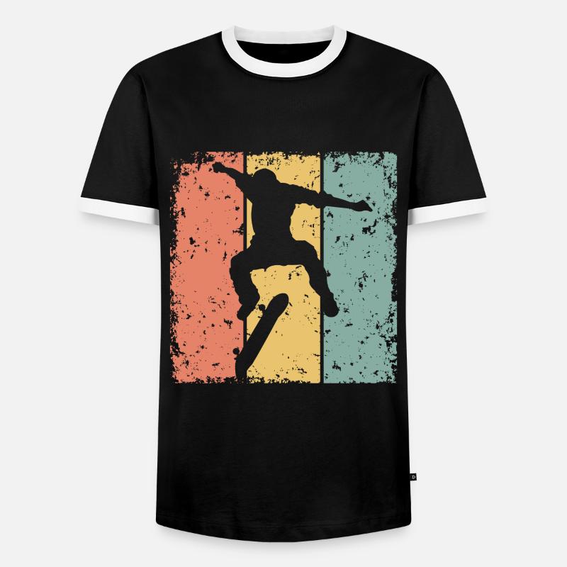 Skateboard retro - Men's Ringer Shirt - black/white