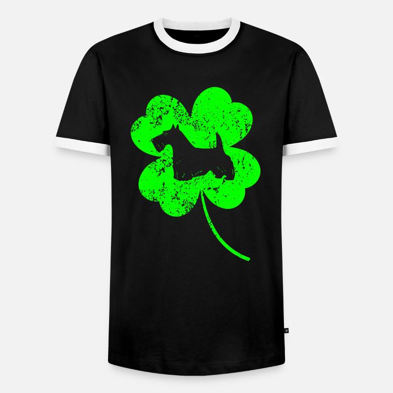 Scottish-terrier St.Patrick's day Shamrock - Männer Kontrast-T-Shirt - Schwarz/Weiß