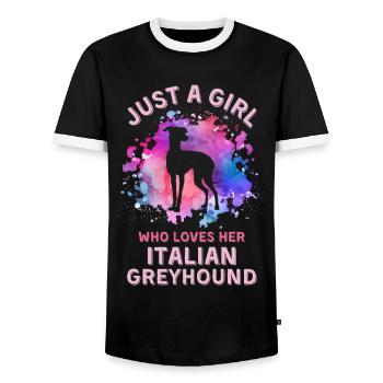 Nur ein Mädchen, das ihren Windhund liebt - Männer Kontrast-T-Shirt - Schwarz/Weiß - Vorne - AI Model Female 172 light (172cm) & AI Model Male 178 light (178cm)