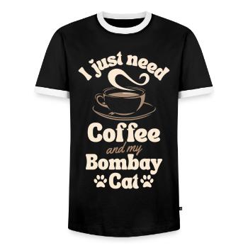 Kaffee Bombay-Katzenliebhaber - Männer Kontrast-T-Shirt - Schwarz/Weiß - Vorne - AI Model Female 172 light (172cm) & AI Model Male 178 light (178cm)
