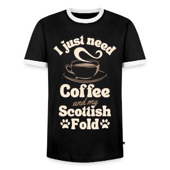 Kaffee Scottish-fold Liebhaber - Männer Kontrast-T-Shirt - Schwarz/Weiß - Vorne - AI Model Female 172 light (172cm) & AI Model Male 178 light (178cm)
