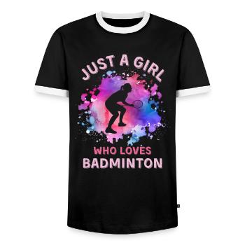 Frauen Badminton Mädchen - Männer Kontrast-T-Shirt - Schwarz/Weiß - Vorne - AI Model Female 172 light (172cm) & AI Model Male 178 light (178cm)