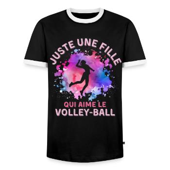 Volley-ball fille - T-shirt contrasté Homme - noir/blanc - Devant - AI Model Female 172 light (172cm) & AI Model Male 178 light (178cm)