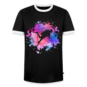Femmes plongeuses - T-shirt contrasté Homme - noir/blanc - Devant - AI Model Female 172 light (172cm) & AI Model Male 178 light (178cm)