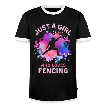 Frauen Fechten Mädchen - Männer Kontrast-T-Shirt - Schwarz/Weiß - Vorne - AI Model Female 172 light (172cm) & AI Model Male 178 light (178cm)