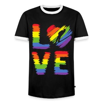 Ski-jumping LGBT Pride - Men's Ringer Shirt - black/white - Front - AI Model Female 172 light (172cm) & AI Model Male 178 light (178cm)