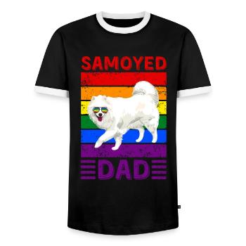 Samoyed Dad LGBTQ - Men's Ringer Shirt - black/white - Front - AI Model Female 172 light (172cm) & AI Model Male 178 light (178cm)