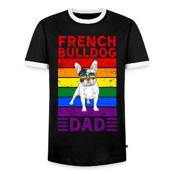 French-bulldog Dad LGBTQ - Men's Ringer Shirt - black/white - Front - AI Model Female 172 light (172cm) & AI Model Male 178 light (178cm)