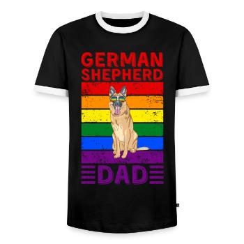 Deutsch-Schäferhund Papa LGBTQ - Männer Kontrast-T-Shirt - Schwarz/Weiß - Vorne - AI Model Female 172 light (172cm) & AI Model Male 178 light (178cm)